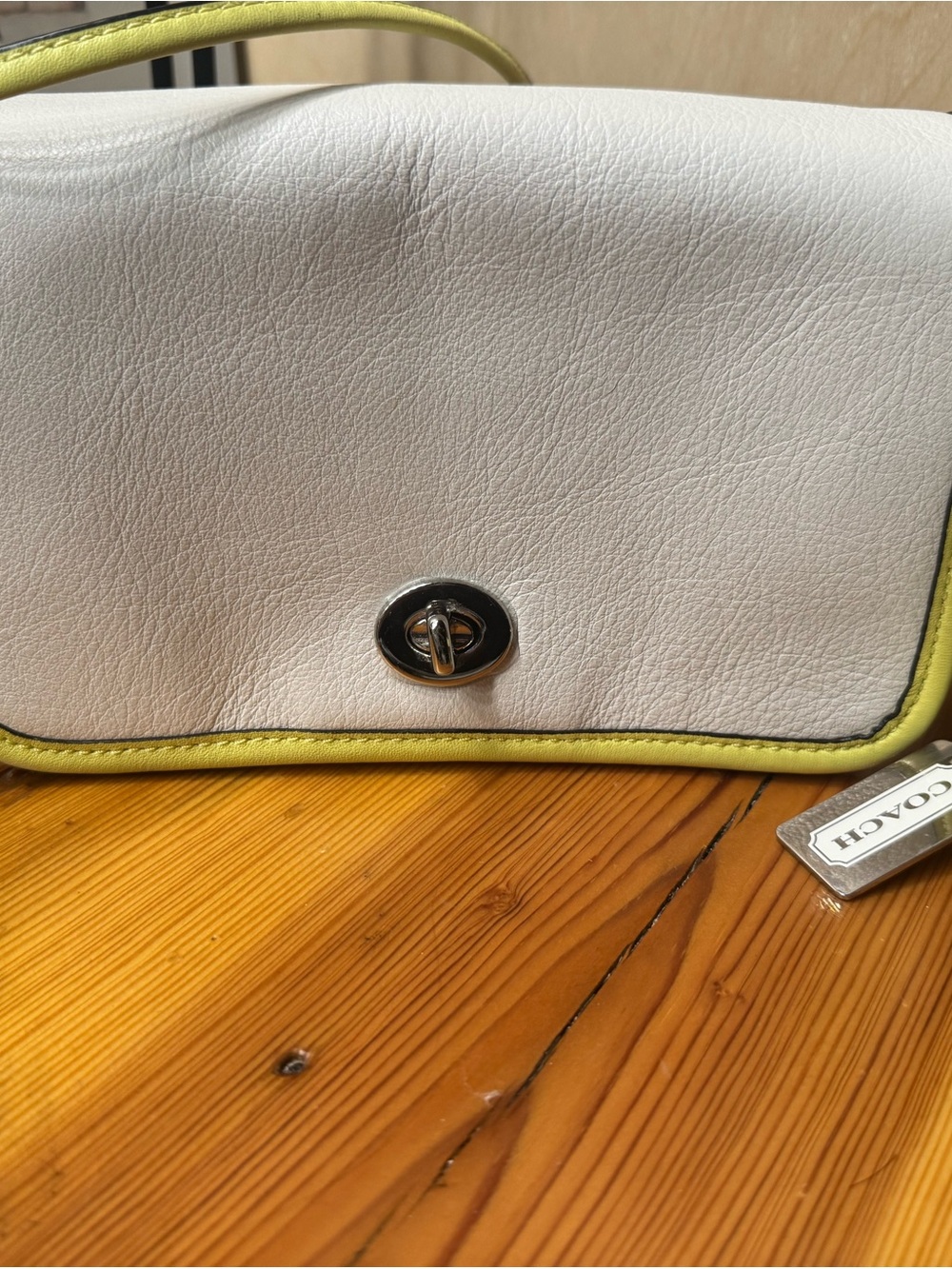 Coach White and Yellow Leather Crossbody with Tassel - Picture 10 of 14